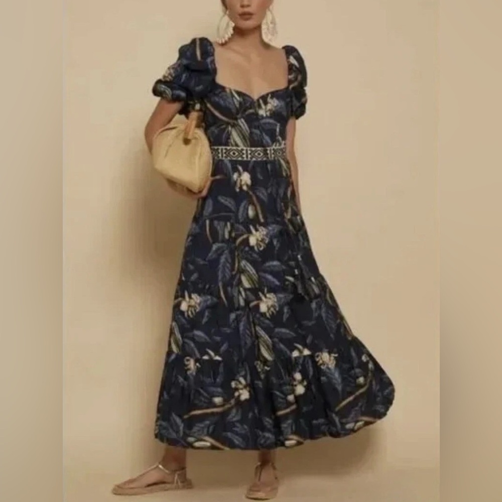 $1350 New Johanna Ortiz Botanical Heritage Long Floral Crepe Dress - Picture 15 of 15